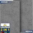 Muddy Mat 2-Piece Grey Medium 30"X19" AS-SEEN-ON-TV Highly Absorbent Microfiber Door Mat, Bath Mat and Pet Rug, Non Slip Thick Washable, Soft Chenille for Kitchen Bathroom Bedroom Indoor and Outdoor