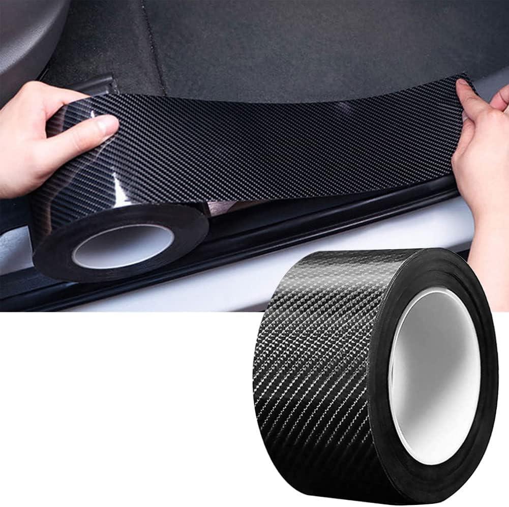 Automotive Car Door Edge Entry Guards Door Sill Protector Strip 5D Carbon Fiber Vinyl Wrap Film Paint Threshold Scuff Plate Protectors Anti-Collision for Most Vehicles (Black, 2in*33FT)