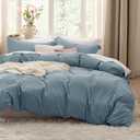 Bedsure Grayish Blue Duvet Covers Queen Size - Washed Duvet Cover, Soft Queen Duvet Cover Set 3 Pieces with Zipper Closure, 1 Duvet Cover 90x90 inches and 2 Pillow Shams (05 - Mineral Blue (No Comforter))