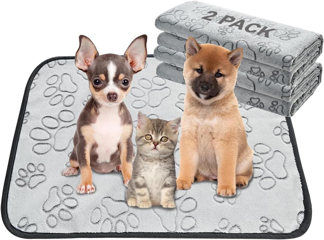 Qeils Reusable Puppy Pads, 2 Pack Washable Pee Pads for Dogs, Waterproof Non Slip Wee Wee pad, Absorbent and Leakproof Training Mats for Potty, Crate, Playpen, Bed, Sofa, 18"x 24"