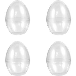 Amosfun 4Pcs Easter Eggs Large Fillable Eggs Plastic Empty Bauble Balls for Candy Chocolate Easter Day Hunting Wedding Party Favors DIY Craft Supply 3.5" x 4.7"