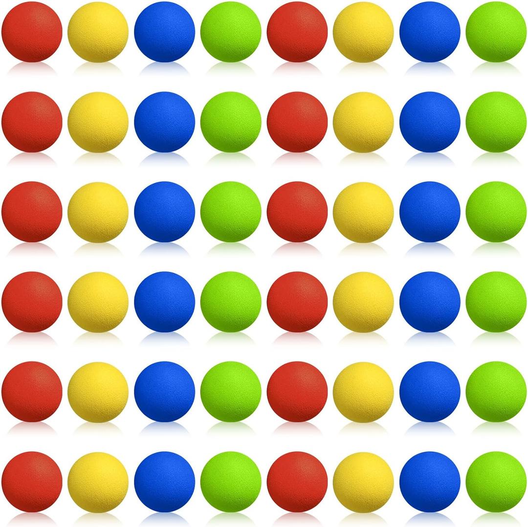 Sumind 48 Pieces Foam Balls Bulk Rounds Refill Balls Soft Foam Bullet Replacement Refill Pack for Blasters Guns for Kids Birthday Party Games Favors Gifts for Boys and Girls(Red, Blue, Green, Yellow)