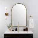 ANDY STAR Brass Mirror, 20x30 Gold Arched Mirror, Brass Bathroom Mirrors for Wall, Gold Vanity Mirror in SUS304-Anti-Rust, Seamless Tube Metal Frame, Wall-Mounted Vertical 1 Deep