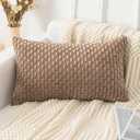 UGASA Soft Corduroy Decorative Pillow Cover 12x20 Inch Boho Striped Oblong Throw Pillow Cover Modern Home Decor for Sofa Living Room Couch Bed Light Brown, 1 Piece