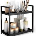 2-Tier Bathroom Countertop Organizer Multifunctional Vanity Tray Cosmetic and Makeup Storage Rack Kitchen Spice Shelf Freestanding Organizer (Black)