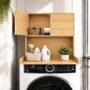 Washer Dryer Countertop with Cabinets, 2-Tier Laundry Countertop with Shelf