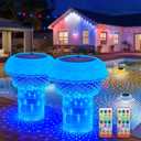 Brightown Floating Pool Lights Solar Powered 2 Pack, RGBWW Solar Pool Lights Chlorine Tablet Floater with 20+ Light Effects, Remote Control, IP68 Waterproof Pools Light for Pools, Hot Tubs, Party