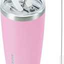 BJPKPK Insulated Tumbler 20 oz Stainless Steel Coffee Travel Thermal Cup With lids And Straws,Light Pink