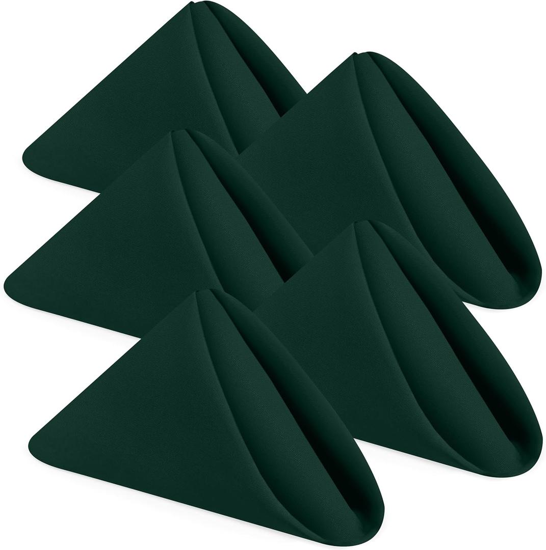 24Pcs Cloth Napkins 17x17 Inches Hunter Green Napkins Cloth Washable with Hemmed Edges for Restaurants, Lunch, Weddings, Decoration, Banquets, Party, Event - Reusable Bulk Linen Dinner Table Napkin