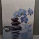 CCWACPP Zen Wall Art Spa Stone and Elegant Blue Orchid Flower on the Water Picture Canvas Prints Artwork Relax Zen Spa Meditation Room Decor (16x24inch)