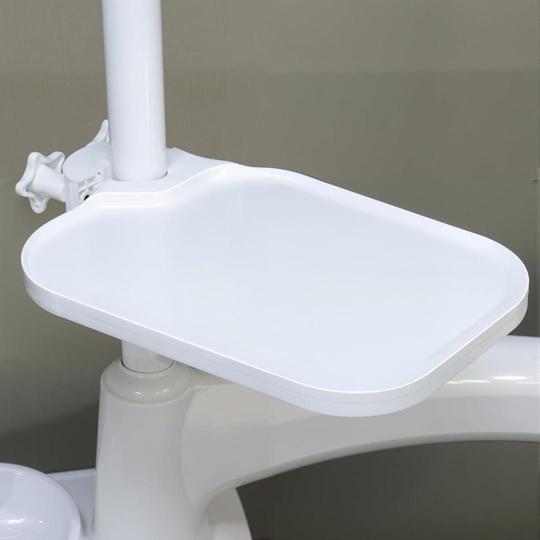 Adjustable White Pole Post Mounted Square Utility Access Shelf Tray US100 Holders Fit on Any Chair