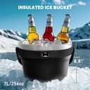 COKTIK 7L Vacuum Insulated Ice Bucket with Lid and Scoop& TongsLarge capacity Stainless Steel Beverage Bucket for Cocktail, Champagne, Wine, BeerLarge PartiesCarbon Black Suit