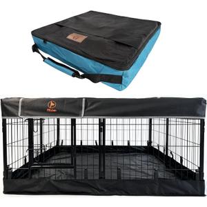 PJYuCien Dog Playpen Outdoor Plus Storage Bag, 24" H 8 Panels Puppy Pen with Square Bottom & Top Cover, Heavy Duty Dog Fence for Camping