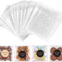 NPLUX 100 Pack 4x4 Cookie Bags with Thank You Stickers, Self Sealing Cellophane Bags for Cookies, Treat Bags for Candy, Clear Gift Bags for Party Favors, Bake Sale and Cookie Packaging