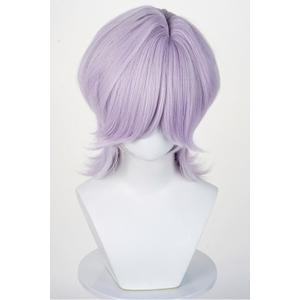 Mens Cosplay Wig Anime Short Straight Wig Synthetic Hair for Halloween Costume Outfits Accessory Party (Light Purple, Short, Straight)