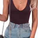 SAUNGKUAI Womens Bodysuit Sexy Plunge Deep V Neck Backless Sleeveless Tank Thong Body Suits Outfits for Going Out (Medium, Wine)