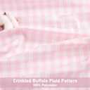 ZJDECOR Buffalo Plaid Kitchen Curtains 24 Inches Long,Pink White Gingham Crinkled Not-See-Through Sheer Cafe Tier Panels,Farmhouse Window Treatment for Kitchen Bedroom,Rod Pocket,26"Wx24"L(Pack of 2)