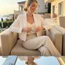 Beninos Womens Casual Blazers Open Front Cropped Blazer Jacket, White, X Small