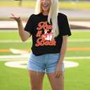 Game Day Shirt Women: Team Fan T-Shirt Cute Football Heart Graphic Tees Casual Season Short Sleeve Tops (Black, S)