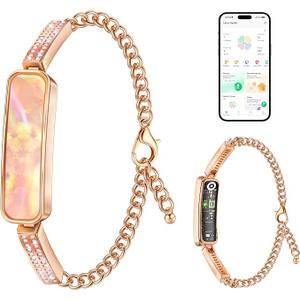 Irondance Valentines Day Gifts  Smart Bracelet for Women, Stylish Activity Fitness Trackers, 24/7 Heart Rate, HRV, Blood Oxygen &Stress Monitor, Health & Sleep Tracker for iOS & Android (Rose Gold)