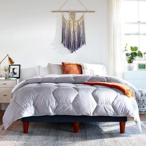 Layla All Season Down Alternative Comforter, (Gray, Twin/Twin XL), 300 Thread Count 100% Cotton Fabric with Corner Loops