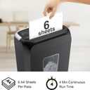 Bonsaii 6-Sheet Cross Cut Paper Shredder for Home, 3.4 Gal Bin