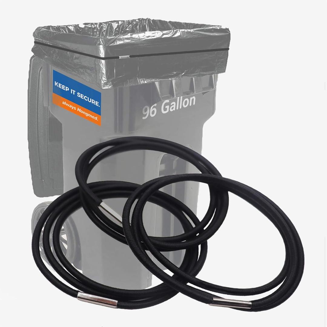 Large Rubber Bands for Garbage Can Set of 3, Fits 55, 65, 96 Gallon Trash Cans, Hongmed Trash Can Rubber Bands Durable for Kitchen Trash Bags, Heavy Duty Moving Bands in Black.