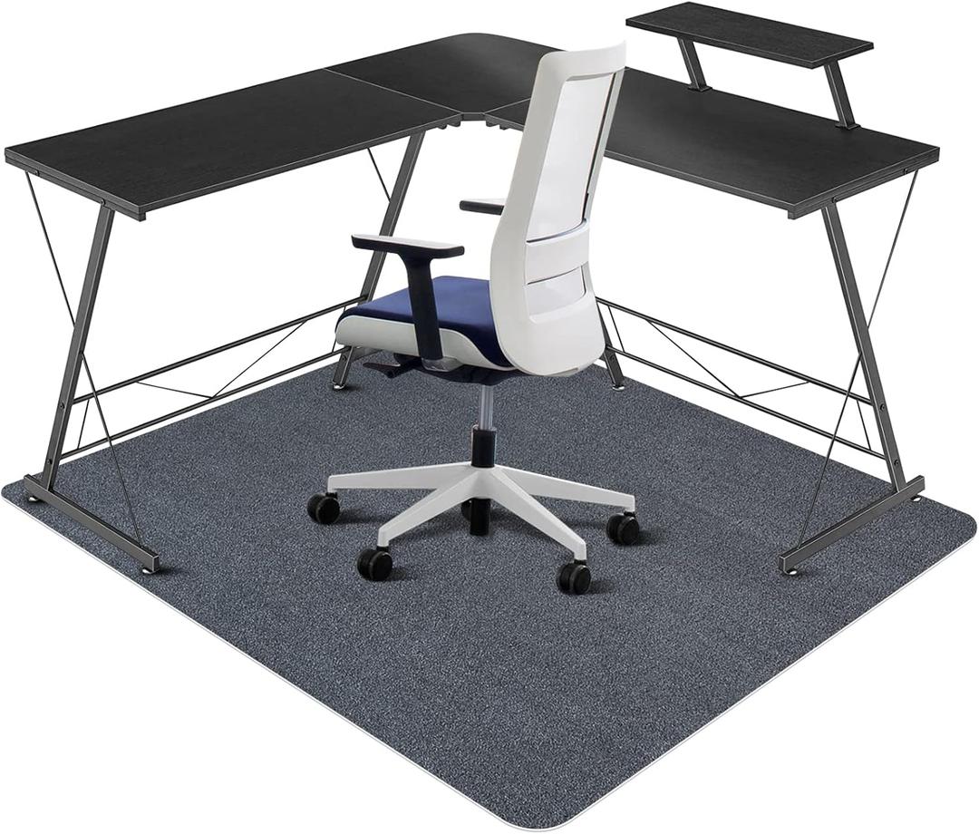 Chair Mat for Hard Floors, QQpony 1/6" Thick 63"x51" Office Chair Mat for Hardwood Floors, Premium Floor Protector Chair Mat Desk Rug for Home Office (Dark Grey)