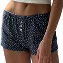 XBTCLXEBCO Women's Y2K Pajama Shorts - Low Waist Striped Floral Pj Bottoms - Comfy Sleep Shorts S