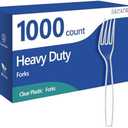 SACATR 1000 Count Plastic Forks Heavy Duty, Plastic Silverware Clear Forks, Premium Disposable Forks Bulk, BPA-Free, Heat Resistant, Suitable for Parties, Events and Everyday Use