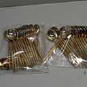 SUT 100PCS Gold Plastic Forks and Spoons Heavy Duty Set, Gold Disposable Silverware, Gold Cutlery, Gold Disposable Utensils, Plastic Flatware Includes Only 50 Spoons