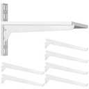 Blulu 5 Pcs 10'' Single Track System Shelf Brackets Shelving Brackets Adjustable, Metal Upright Track Stands for Shelving Shelf Standard Stand for Home Utility Room Kitchen Closet (White)