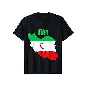 Iran Heart Map Flag | Freedom Iranian Persian | Free Iran T-Shirt (Medium, Black)
