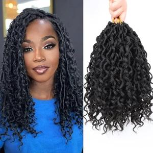 Goddess Locs Crochet Hair 10 Inch Short Curly Faux Locs Crochet Hair for Black Women Pre Looped Cortchet Braids with Curly Ends (10 Inch,1B) Pack of 7