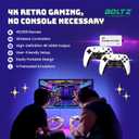 Boltz Retro Stick Gaming Stick Retro Gaming Console with 40,000+ Classic Video Games, 9 Emulators, 128GB Storage, Plug & Play 4K HDMI Output, Includes 2 Wireless 2.4GHz Controllers