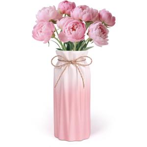 Gradient Pink Ceramic Bow Vase, Flower Vases Minimalism Style for Modern Home Decor, Decorative Vase for Living Room, Coffee Table, Office, Bookshelf and Farmhouse Table