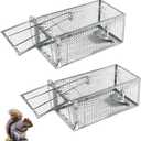 Humane Squirrel Trap - 2 Pack, Rat Trap That Works 12.5"x6.5"x5.5", Small Rodent, Chipmunk Trap Cages | Catch and Release | Reusable and Durable | No Kill Animal Trap | Indoor for Home and Outdoors