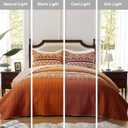 LEAONME Quilt Set Full/Queen Size 3 Piece Bedspread Coverlet Lightweight Comforter Microfiber Bedding Set All Season Oversized 90x98 Inch Bed Cover Bohemian Burnt Orange/Rust(1 Quilt,2 Pillow Shams)