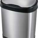 NINESTARS DZT-12-13 Automatic Touchless Infrared Motion Sensor Bin, 3 Gal 12L, (Oval, Black/Silver Lid)
