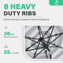 JEAREY 9' 2-Tiers Patio Umbrellas Outdoor Market Table Umbrella w/Push Button Tilt/Crank, 8 Sturdy Ribs, UV Protection Waterproof Sun proof(Black Stripe)