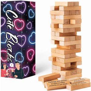 2026 Fun Valentine's Day Gift - 54 Fun Stacking Blocks, Romantic Game: Talking, Daring, Challenge for Date Night Anniversary
