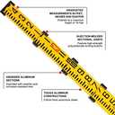 Firecore 16-Foot Aluminum Grade Rod - 8ths, 5 Sections Dual Sided Telescoping Leveling Rod with Bubble Level and Carrying Case - FLR500C