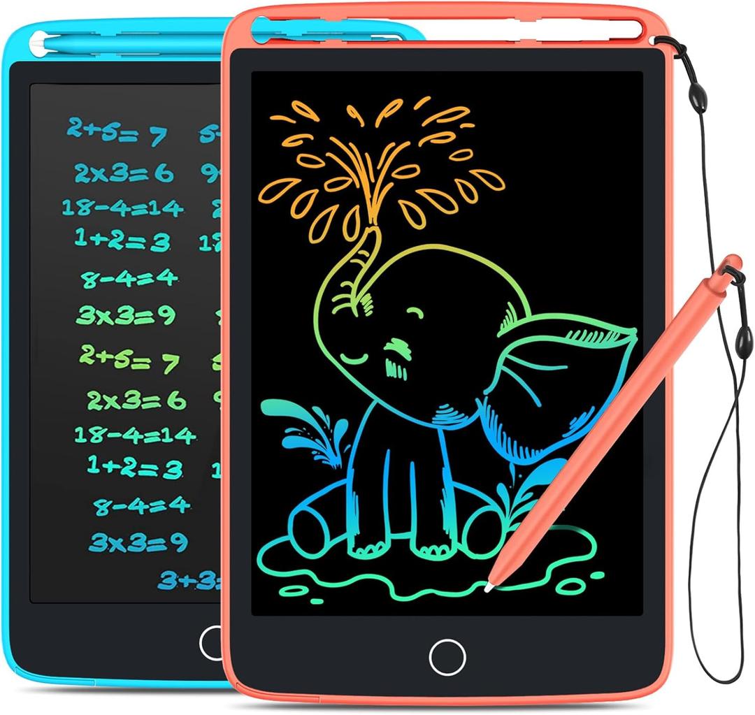 TECJOE 2 Pack LCD Writing Tablet with Fridge Magnets, Doodle Board for Kids Drawing Kitchen Memo, Christmas Stocking Stuffers Birthday Gifts Toys for Boys Girls 8.5 Inch(Blue+Pink)