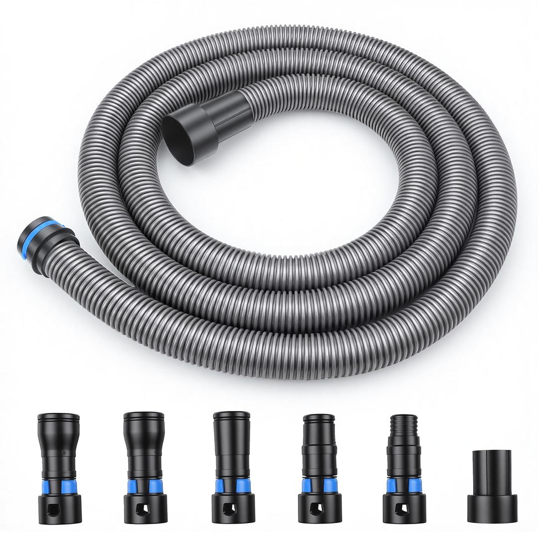 10FT Hose for Shop Vacuums with 6 Adapters - Universal Dust Collection Hose for 2-1/2" Shop Vacs, Fits De-Walt, Milwaukee, Rid-gid Woodworking Power Tools by TOMOON