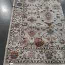 LUXRUG Washable Area Rug 8x10 - Large Cream Colorful Boho Rugs for Living Room Soft Vintage Bedroom Rug Ultra-Thin Traditional Floral Carpet Farmhouse Rug for Dining Room Guest Room Home Decor