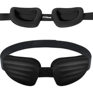 CLOZIA Sleep Mask for Men Women, Adjustable Sleeping Eye Mask, 100% Blocking Eye Masks for Sleep, Soft Comfortable for Travel & Shift Work, Black