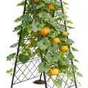 50"x17" Heavy Duty Metal Garden Trellis - Rust-Proof A-Frame Cucumber Trellis with High-Density Rhombus SteelGrats for Climbing Plants, Tomatoes & Raised Beds, Outdoor Use (1 Pack)