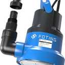 FOTING 1/2HP Submersible Water Pump with Stainless Steel Base - Removes Water to 0.04" Depth, 2450GPH Portable Sump Pump for Puddles, Pools, Boats, Gardens & Ponds - 10Ft Cord Included