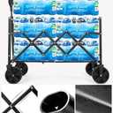 Hikenture Collapsible Wagon Cart with Wheels, 220 lbs Foldable Wagon | 9 lbs Lightweight Portable Utility cart, All Terrain Folding Wagon for Grocery Shopping, Garden, Sports, Camping, Daily Use