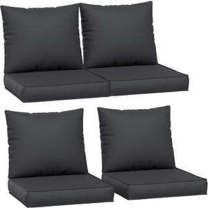 Amopatio Outdoor Chair Cushions 22.5"× 20.3" × 4", Set of 4 with Removable Cover, Waterproof & Fade Resistant seat Cushions for Patio Furniture, Black